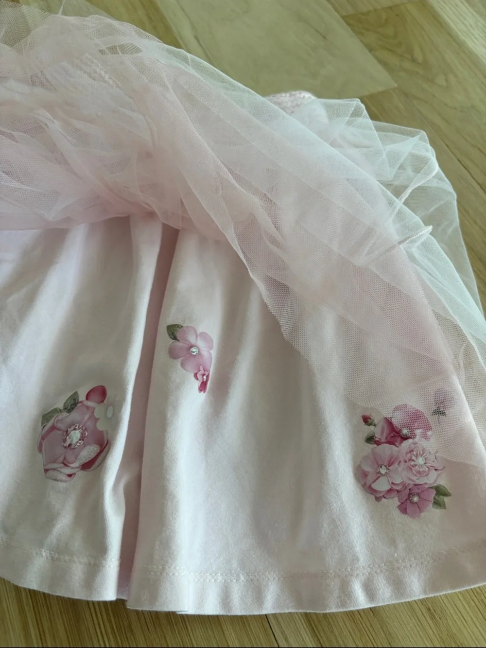 Lapin House Little Girl’s Pink Flowers Tulle Skirt